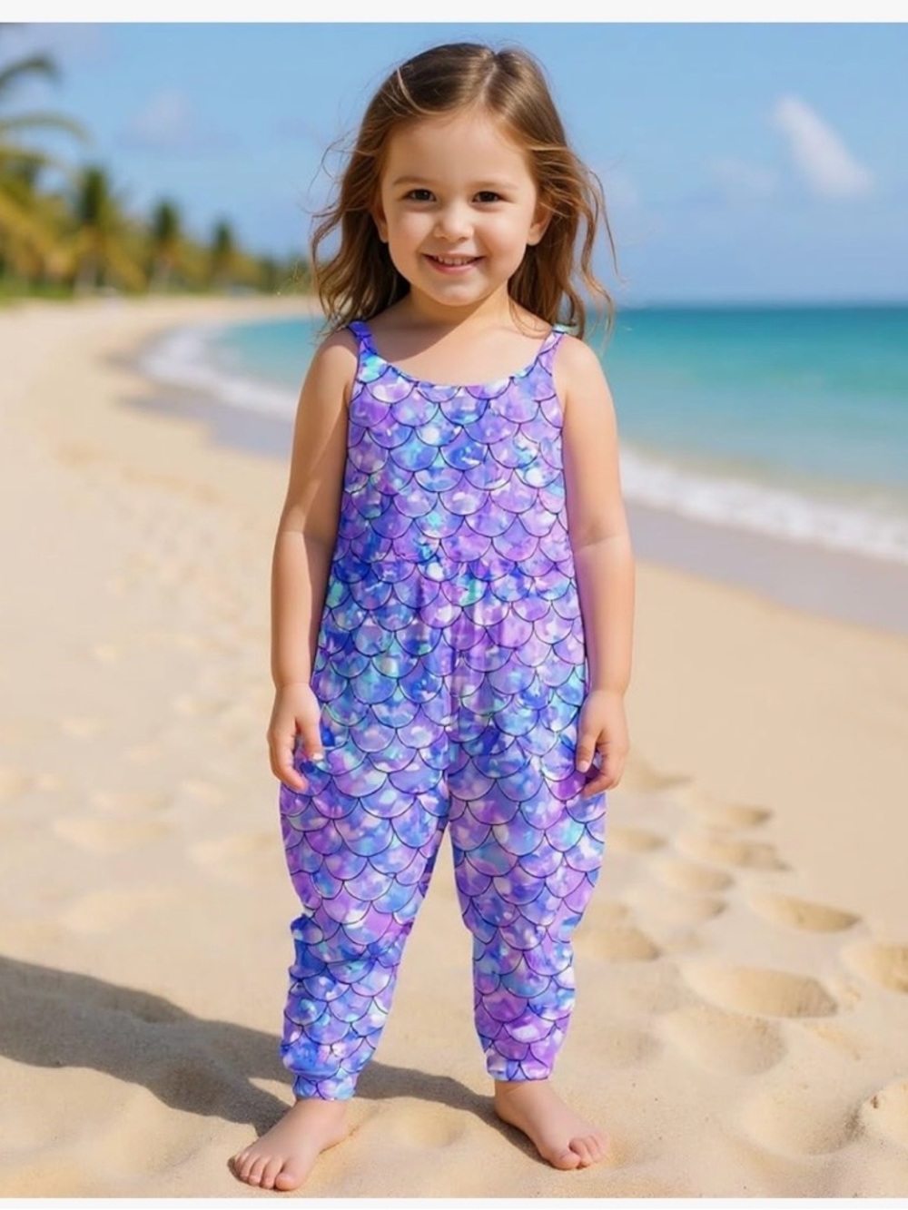 Girls' Purple Mermaid Scale Jogger Sweatpants size 90-1/2T